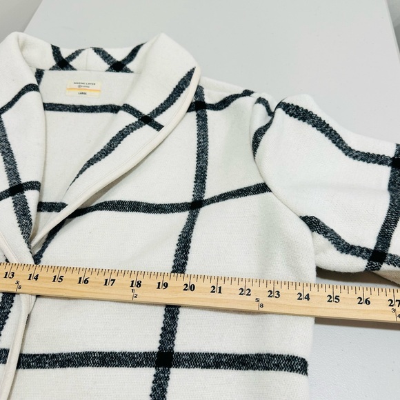 Marine Layer Liverpool Shawl Collar Coatigan Coat  L White Black Windowpane - Picture 7 of 9